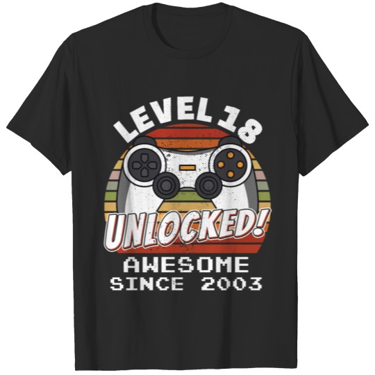 Discover 18. Birthday Gamer Controller Level 18 unlocked T-shirt