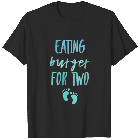 Discover Eating burger for 2 blue pregnancy announcement T-shirt