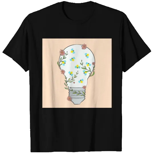 Delicate Floral Light Bulb With Fireflies In It T-shirt
