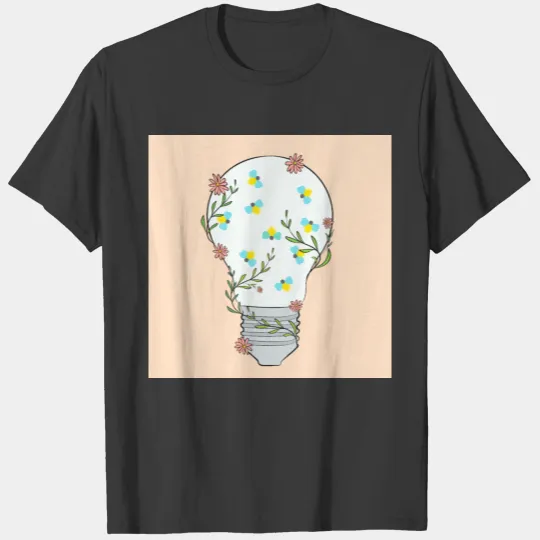 Delicate Floral Light Bulb With Fireflies In It T-shirt