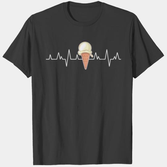 Cool Soft Ice Cream Stuff Gelato Art Heartbeat T-shirt