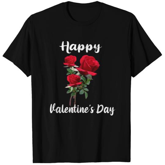 Happy Valentine`s Day Red Roses T-shirt