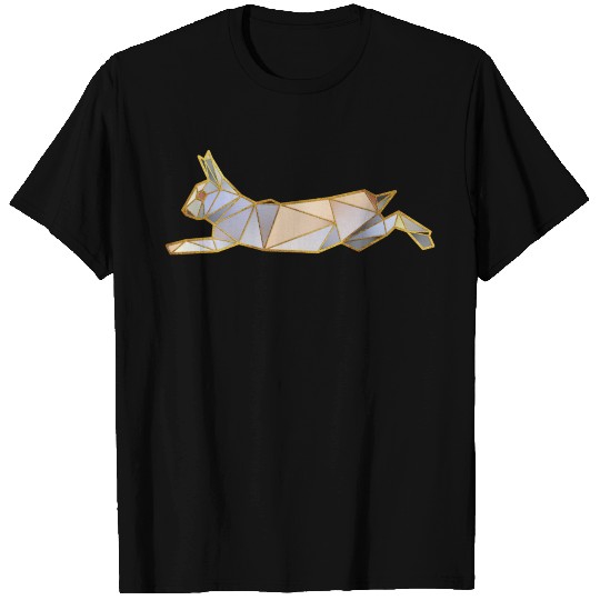 Running Rabbit Geometric Gold Lines T-shirt