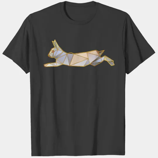 Running Rabbit Geometric Gold Lines T-shirt