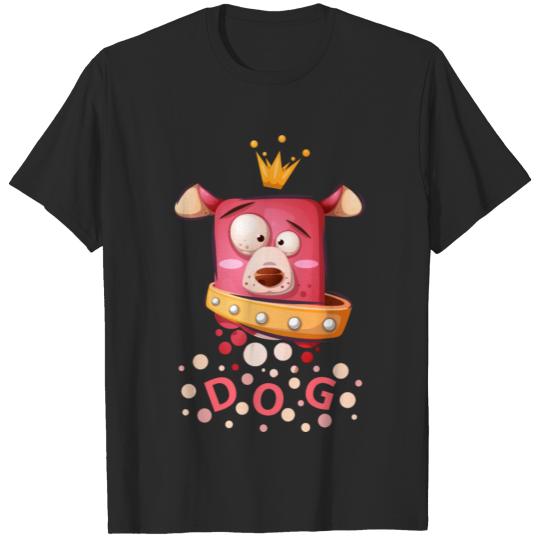 Discover King Pink Dog Cartoon Style T-shirt