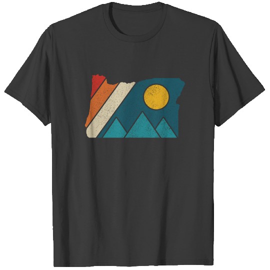 Oregon State Map Vintage Mountains Hiking Gift T-shirt