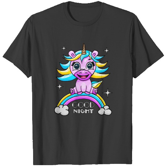 Good Night Good Night Unicorn Rainbow T-shirt
