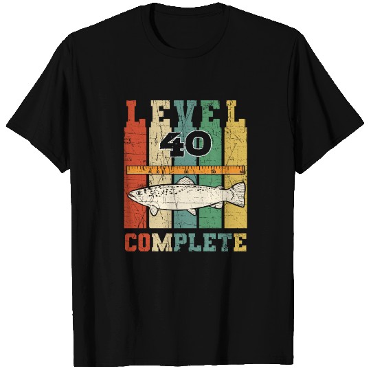 Level 40 Complete Retro Trout 40th Birthday Catch T-shirt