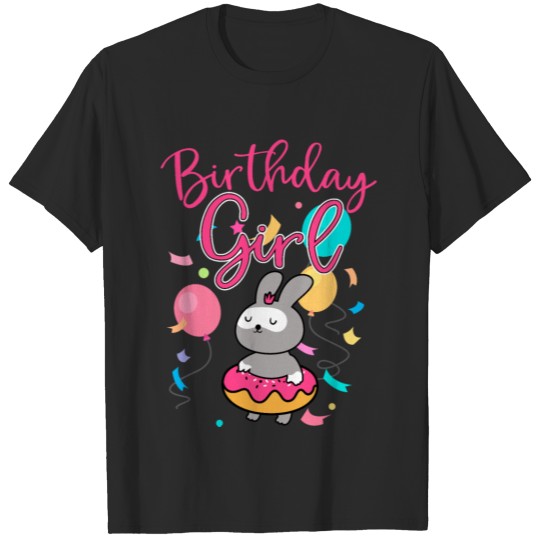 Discover Bunny Hare Rabbit Donut Birthday Girl Party T-shirt