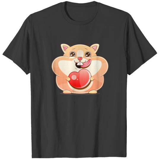 Cute Hamster Pet Girl Motif T-shirt