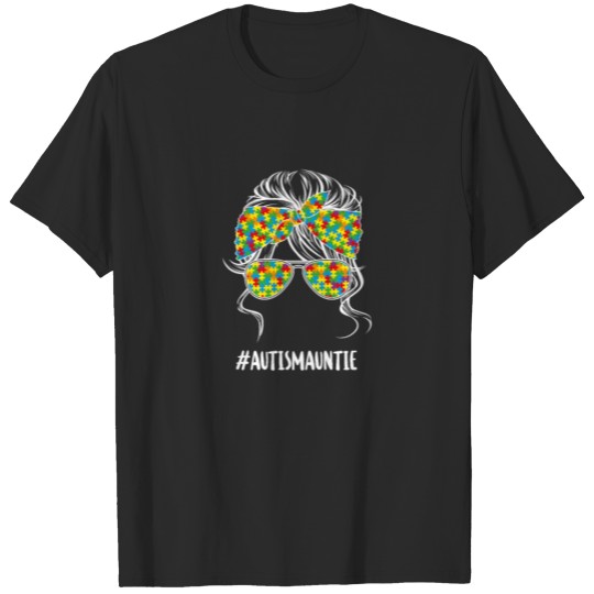Discover Autism Auntie, Autism Awareness Gift Puzzle Piece T-shirt