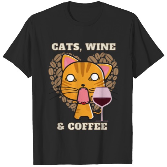 Discover Cats, Wine & Coffee T-shirt