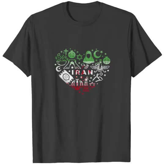I Love Iran Funny Iranian Country Flag Heart Gift T-shirt