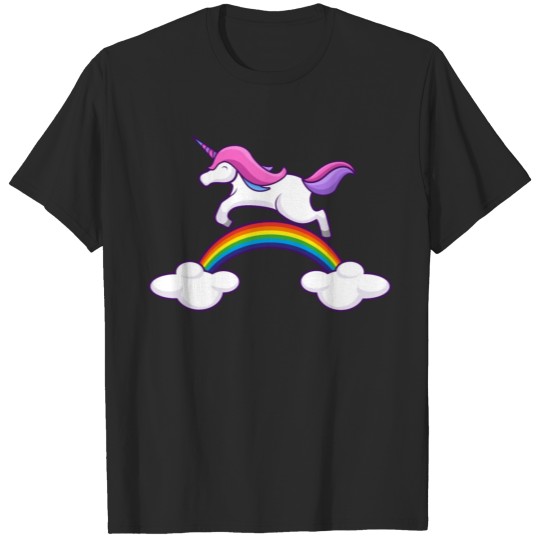 Discover Unicorn Jumping over a Rainbow T-shirt