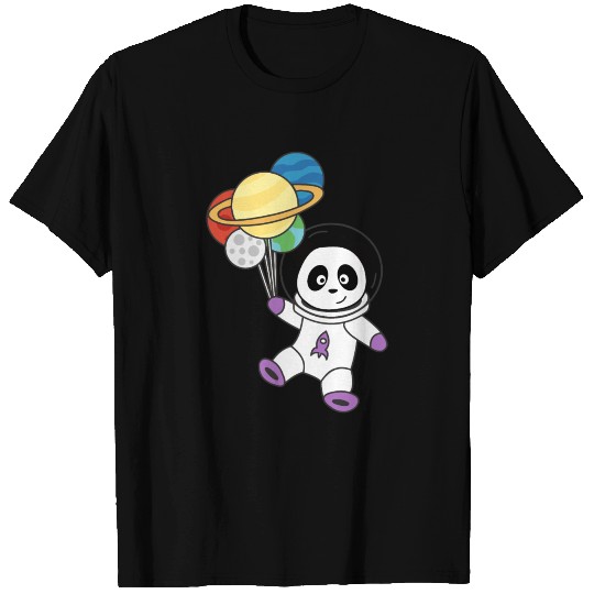 Panda Space Planet Moon Earth Astronaut Saturn T-shirt