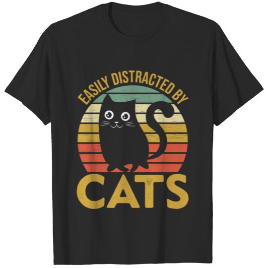 Discover Cat theme for Cats Lover Easily Distracted By Cats T-shirt