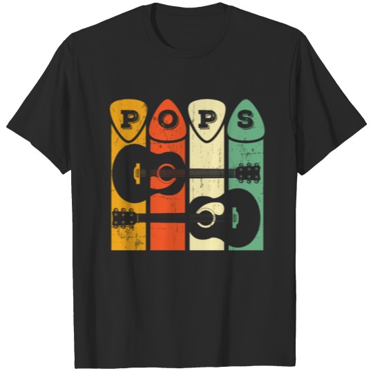 Discover Pops Guitar T Shirt Retro Pick Pops Guitar Musicia T-shirt