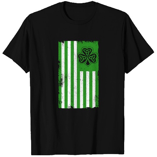 Irish USA Flag Celtic Cross St Patrick's Day T-shirt