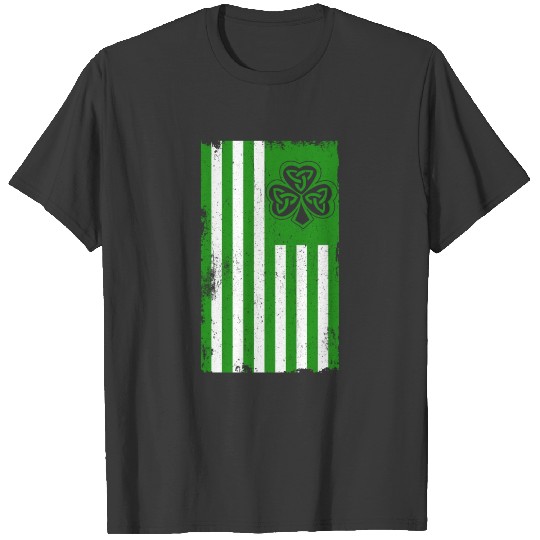 Irish USA Flag Celtic Cross St Patrick's Day T-shirt