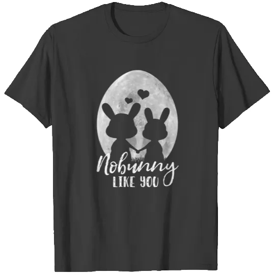 Easter bunny moon egg funny couple Happy Easter T-shirt