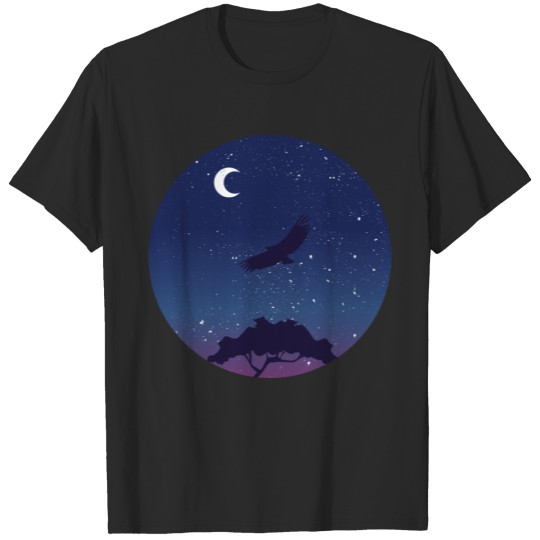Discover Eagle flying in the night T-shirt