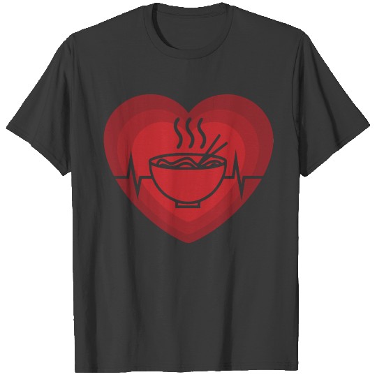 powered by ramen - heart pulse line T-shirt
