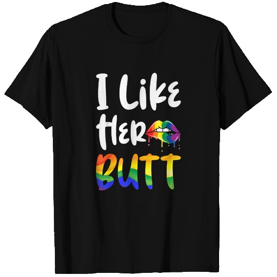 t I Like Her Butt Pride Rainbow Lips LGBT T-shirt