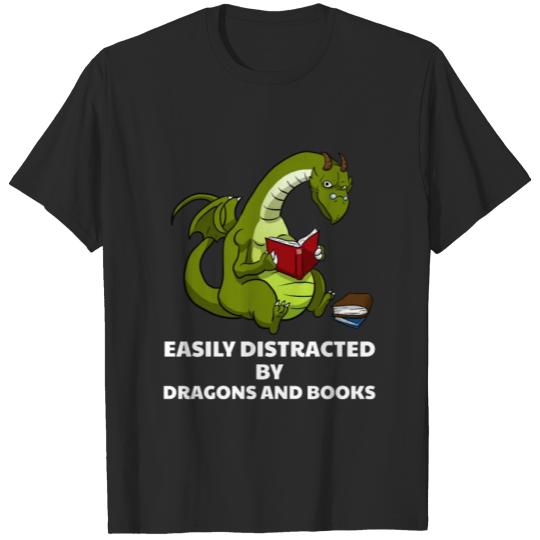 Discover Easily Distracted By Dragons And Books Book Lover T-shirt