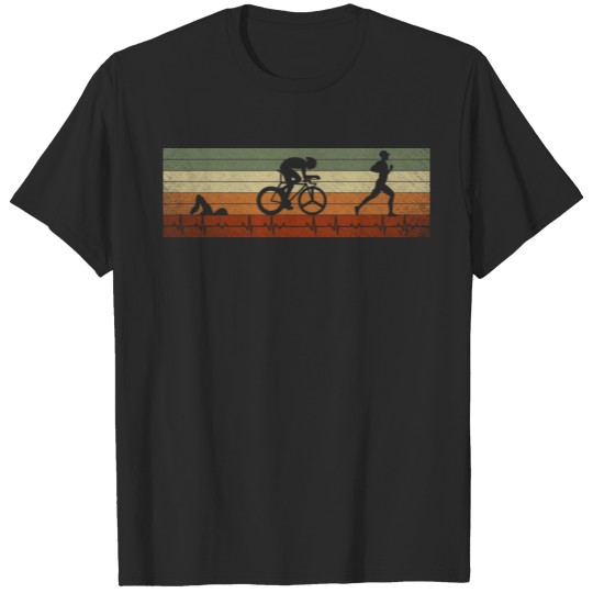 Discover Triathlon Heartbeat Swimming Cycling Running T-shirt