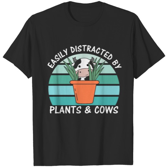 Discover Slightly Distracted By Cows And Vintage Plants T-shirt