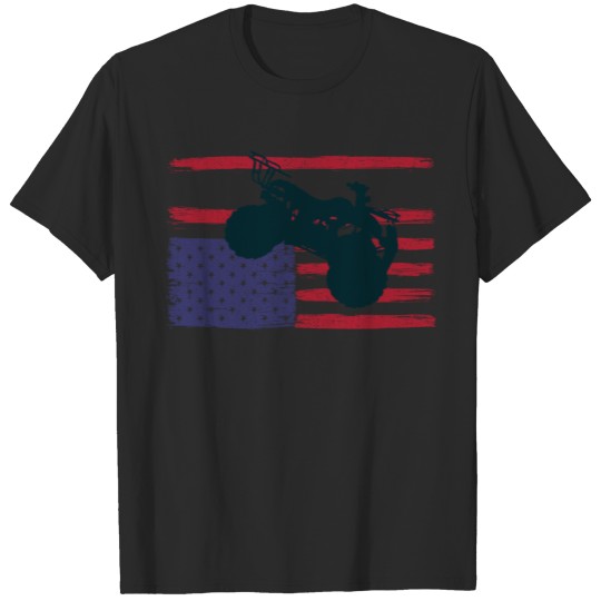 Discover 4-Wheeler ATV Quad Bike Racing American Flag T-shirt