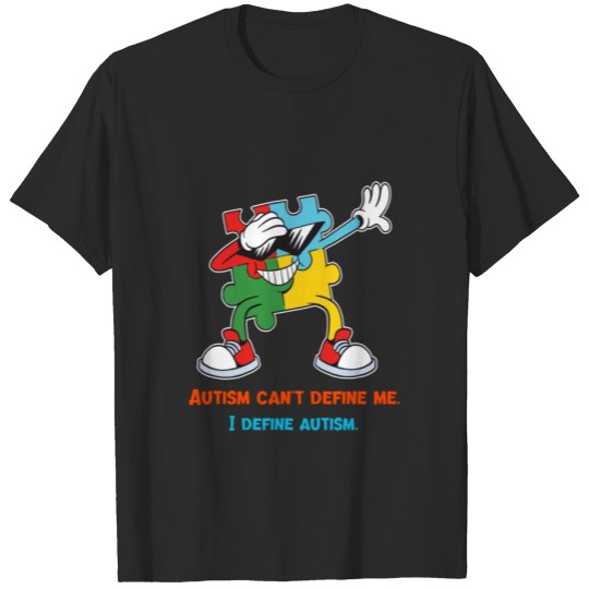 Discover Autism can`t define me cute Dabbing Puzzle T-shirt