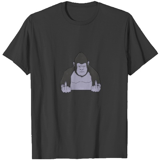 Grumpy Gorilla Holding Middle Finger T-shirt
