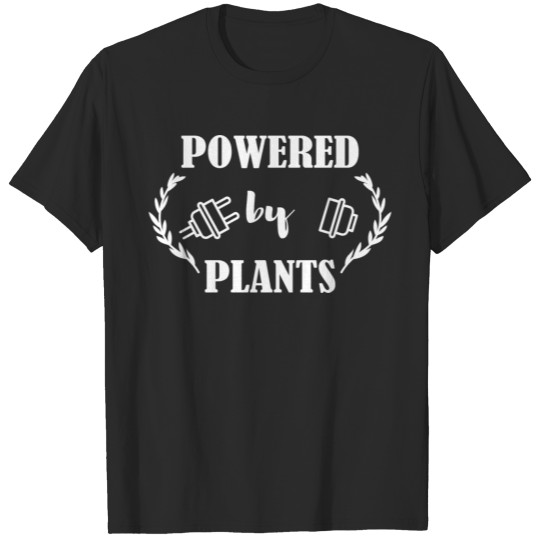 Discover Powered by plants gift vegan saying T-shirt