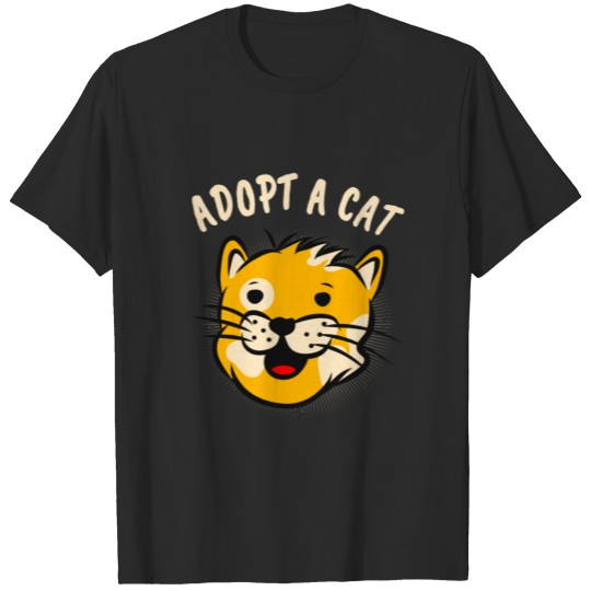Discover Adopt A Cat Cartoon Feline Lover T-shirt