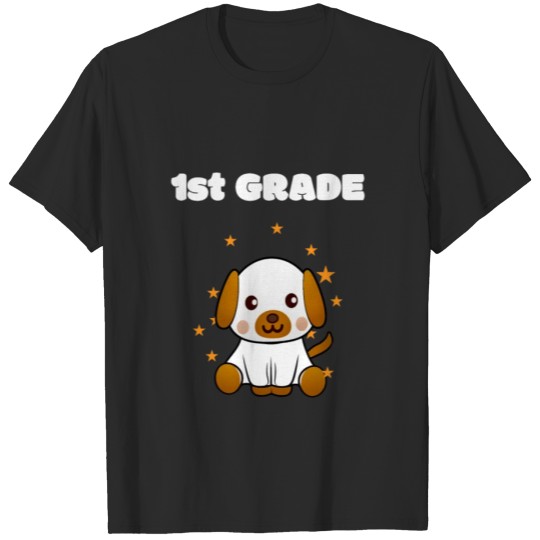 1st class back o school, schooling Dog with Stars T-shirt