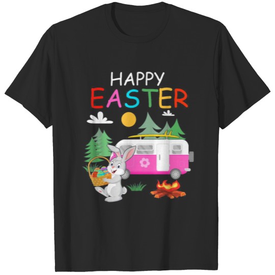 Discover Cute Bunny Eggs Easter Camping Happy Easter Day T-shirt