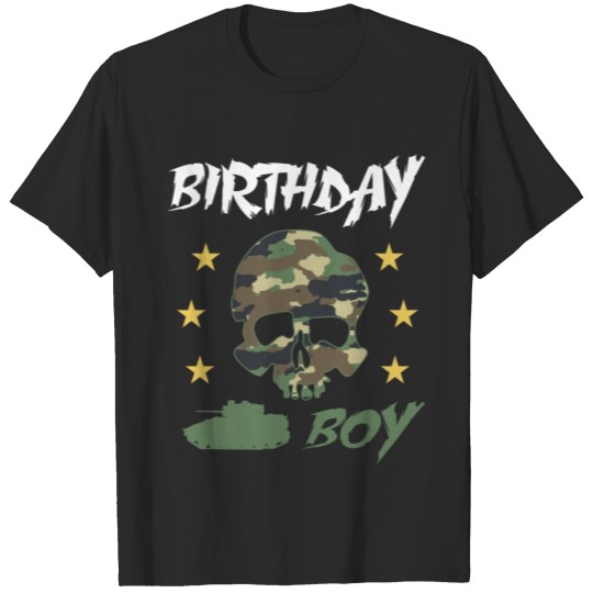 Discover Birthday Boy Army - Camouflage Skull Tank T-shirt
