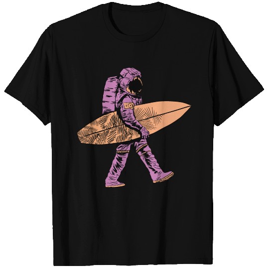 Astronaut space surfing planet rocket spaceship T-shirt