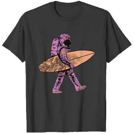 Astronaut space surfing planet rocket spaceship T-shirt