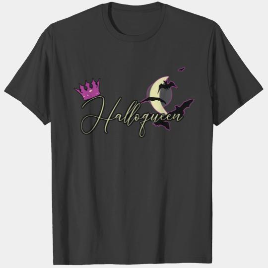 Halloqueen Crown Queen Of Halloween Moon Bats Cute T-shirt