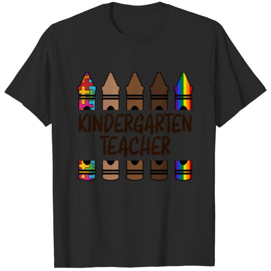 Discover Kindergarten Teacher Pencil Autism Melanin Rainbow T-shirt
