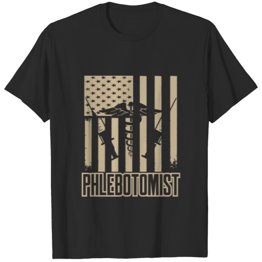 Discover Phlebotomist Flag Heart Beat Phlebotomy T-shirt