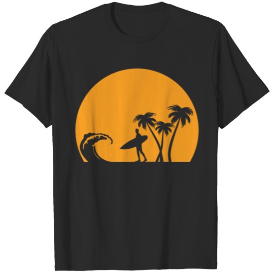 Discover Surfer Sunset Beach surf surfing palms summer T-shirt