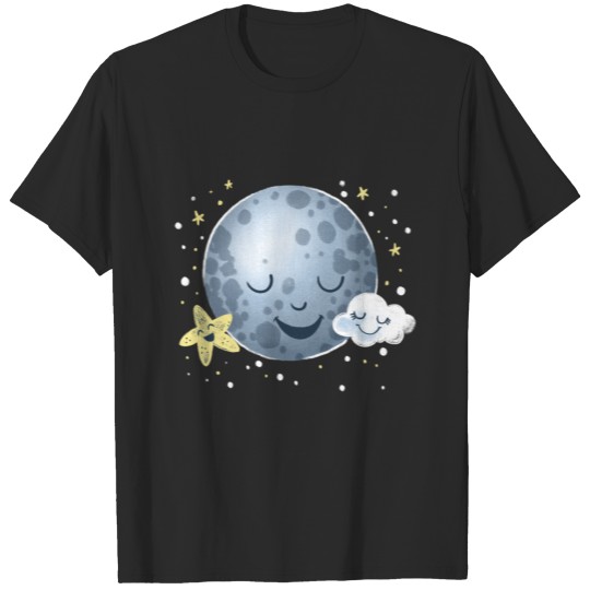 The sleepy Moon And Stars and cloud (hand drawn) T-shirt