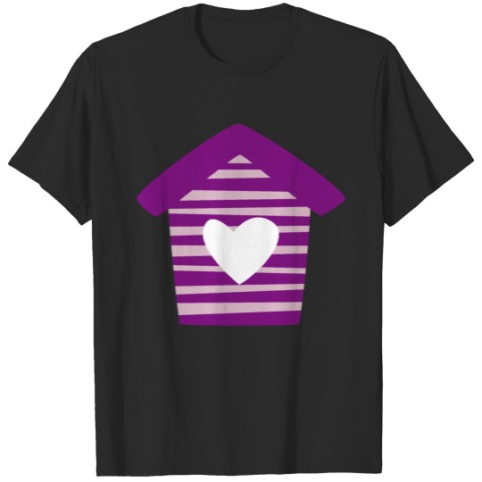 Discover Nesting Box Bird House Garden Stripes Violet Heart T-shirt