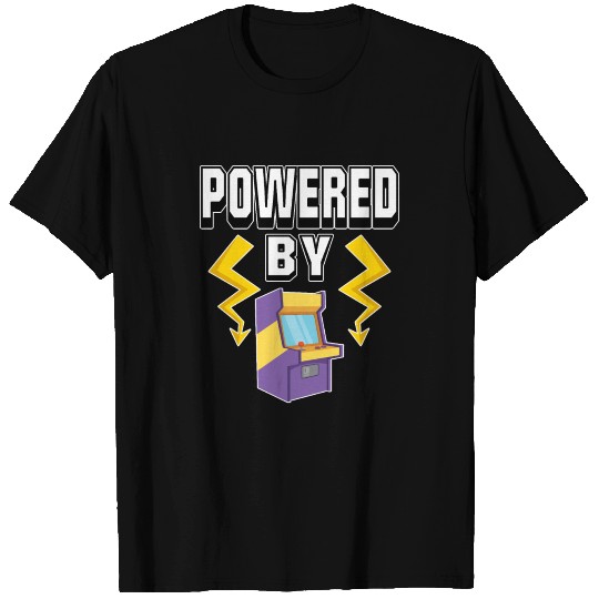 Powered By Gaming Gamer Arcade Machine Lightnings T-shirt