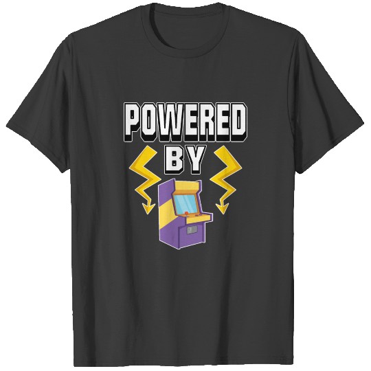 Powered By Gaming Gamer Arcade Machine Lightnings T-shirt