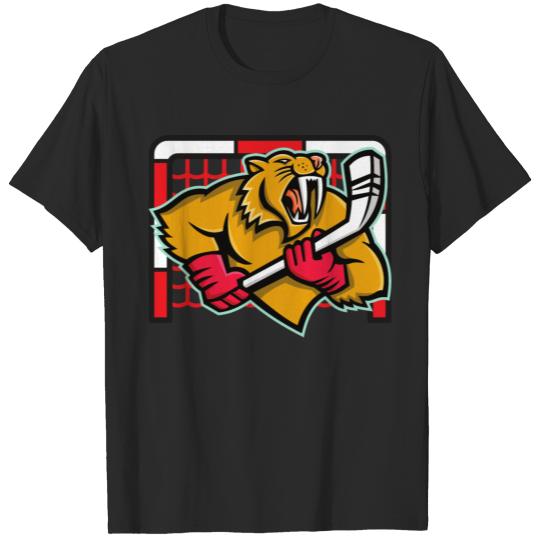 saber-toothed tiger cat ice hockey predatory T-shirt