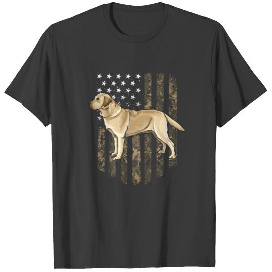 Camo American Flag Yellow Labrador Retriever 4th O T-shirt